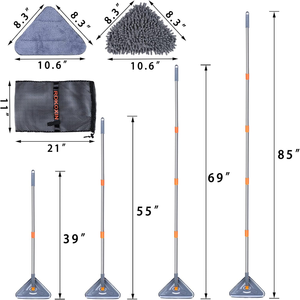 ممسحة التنظيف الشاملة للجدران والسقف والنوافذ – 3 في 1