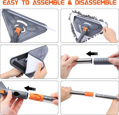 ممسحة التنظيف الشاملة للجدران والسقف والنوافذ – 3 في 1